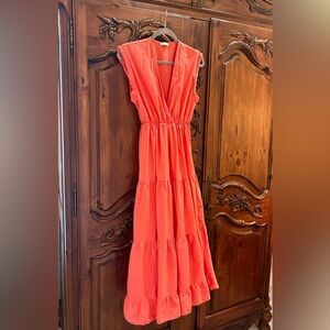 Sofia Tahoe Tiered Midi Dress XS/S Coral Pink